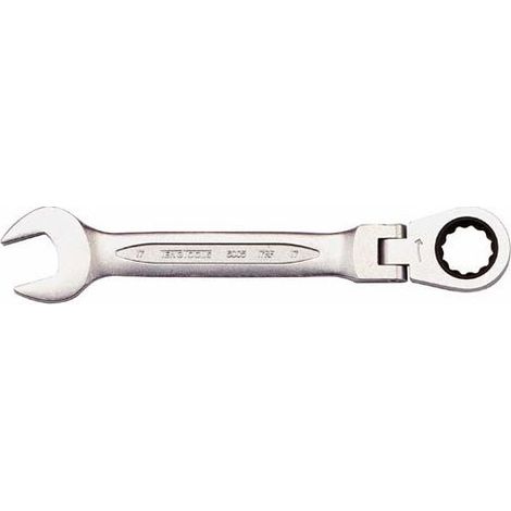 Llaves Combinadas con Carraca Articulada – Bihexagonales, Flexibles 180°, Mismo Tamaño en Ambos Extremos, Cromo Vanadio Mate                 Tamaño 10 mm D1 20 mm D2 22.0 mm L 136 mm (1/2)
