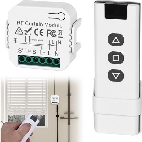 Télécommande sans fil pour volets roulants – Portée 30m – Installation facile – Émetteur mural inclus – Compatible avec moteurs 230V (1/5)