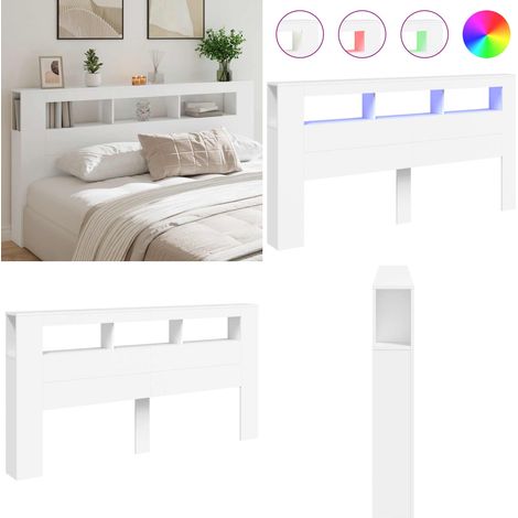 LED-Kopfteil Weiß 200x18,5x103,5 cm Holzwerkstoff - Holzbettkopf - Bettrahmen - LED Beleuchtung - Nachttischlampe - Wohnzimmerdekoration - Home & Living (1/5)