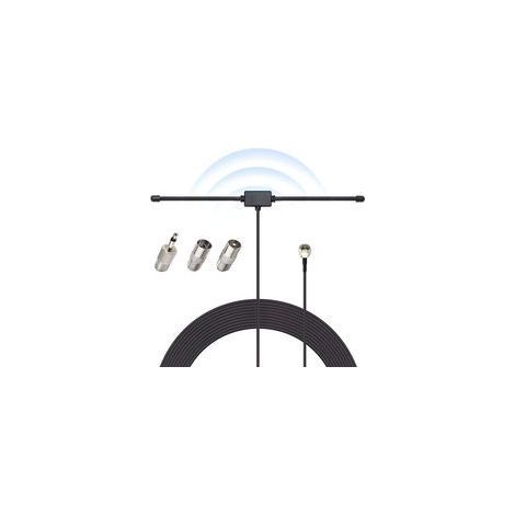 Antenne dipôle FM 75 Ohm avec câble 3m – Connecteur universel type F – Installation rapide avec fixation murale adhésive (1/5)