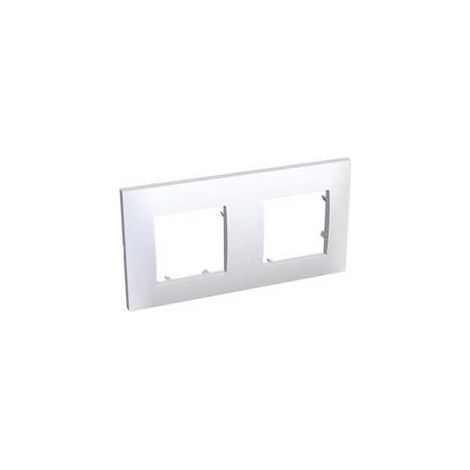 Schneider Electric – Plaque double blanche horizontale 2 postes entraxe 71mm pour appareillage mural 45mm – ALB45652