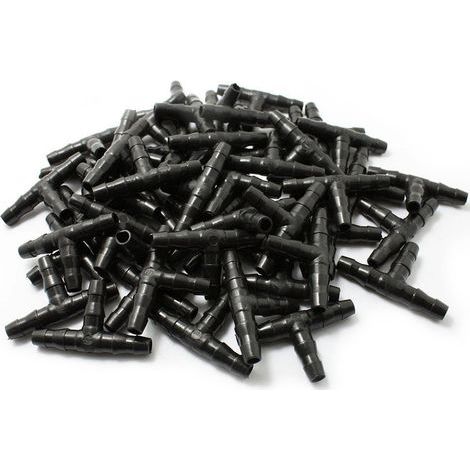T-Stück mit Widerhaken – Für 4-mm-/7-mm-Tropfschläuche – Gartenbewässerungssystem – 100er-Packung (1/5)