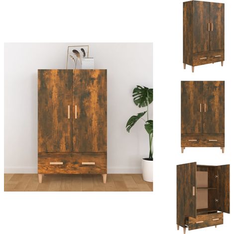 Highboard Räuchereiche 70x31x115 cm Holzwerkstoff - Sideboard - Hochboard - Wohnzimmermöbel - Holzmöbel - Regal (1/5)