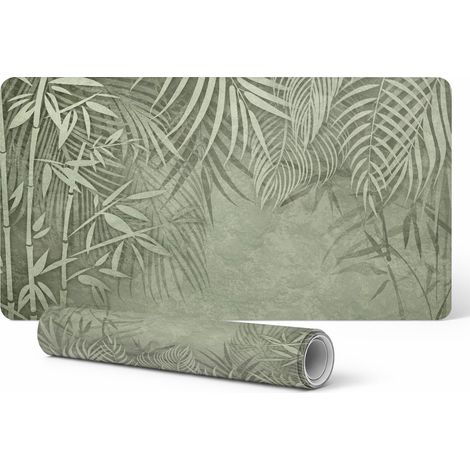 Alfombrilla de escritorio para juegos antideslizante de vinilo con dise帽o de hojas tropicales, 90x45 cm.