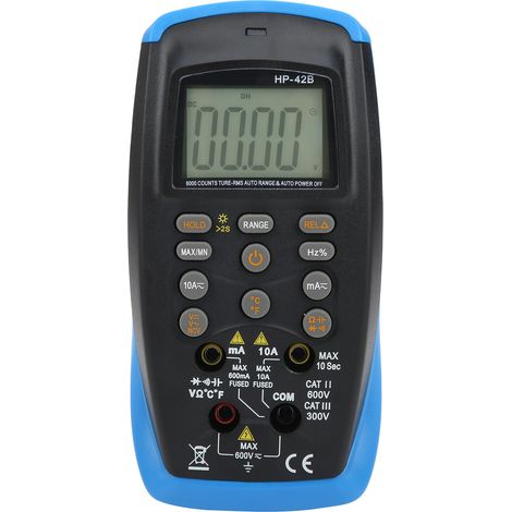 Multimètre numérique portable HP-42B TRMS True RMS pour la mesure de la tension et du courant CC/CA et de la résistance (6000 points)