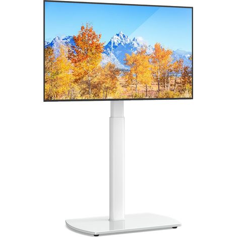 Support TV sur Pied avec Piédestal en Verre Trempé Pied TV Pivotant pour Téléviseur de 32-65 Pouce Ecran LED LCD Plasma Hauteur Réglable Support de TV Jusqu’ à 35kg Max. VESA 400x400mm (1/5)