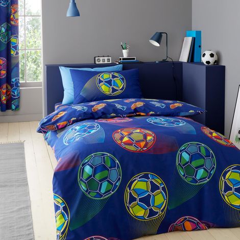 Parure de lit Double réversible avec Housse de Couette et taies d'oreiller Bleu Marine (1/5)