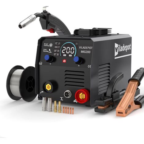 Poste à Souder MIG200 3 en 1 MIG MMA Lift TIG Sans Gaz – Poste à Souder Semi-Automatique avec Fil Fourré pour Bricolage Métal