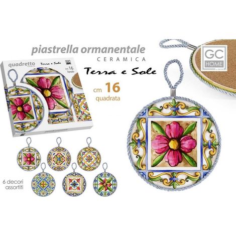 1 Pezzo Sottopentola Quadretto Tondo Terrasole da Appendere 16 cm 6 Decori