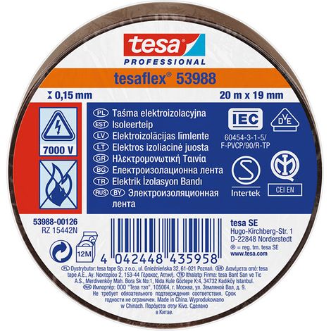 Cinta Aislante Homologada Marrón 20m x 19mm 53988 Tesa