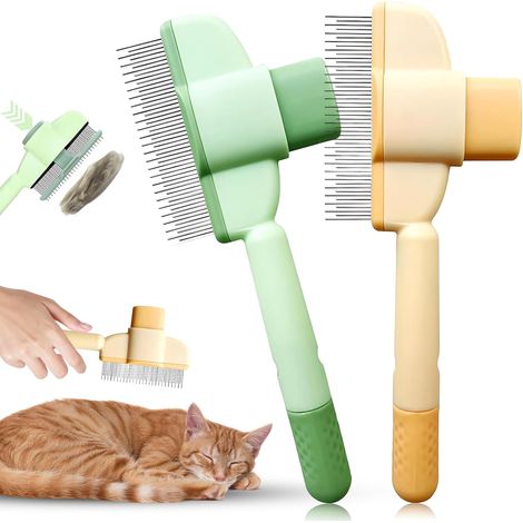 Juego de 2 cepillos para el cuidado de gatos, para pelo corto y largo, para perros, dispositivo de aseo, suministros (1/5)