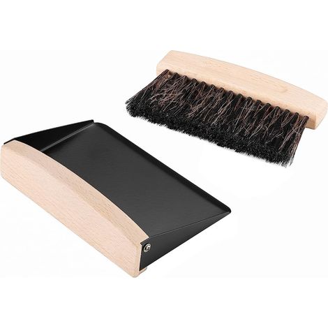 Ensemble de Petites pelles à poussière et brosses en Bois Brosse à poussière en métal Ensemble de brosses pour Table Brosse compacte (1/4)
