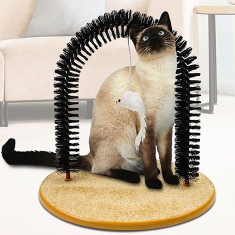 Arbre à chat facile à nettoyer, masseur pour chat avec base, masseur d'arche pour chat,auto-toiletteur,griffoir pour chat nettoyant (1/5)