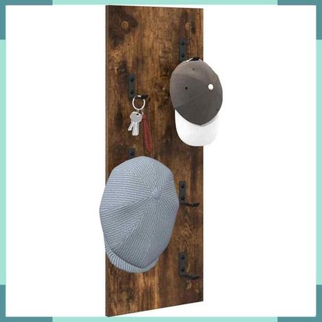 874471 Porte-manteau mural Montage mural Chêne fumé 30 x 1,5 x 80 cm (1/5)