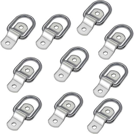Anneaux d'arrimage, lot de 10 anneaux en D, crochets d'arrimage, anneaux creux pour sangles, anneaux d'arrimage pliables et robustes pour remorque, camion et bateau (1/3)