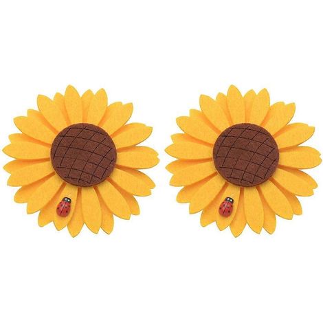 Lot de 2 embrasses magnétiques décoratives pour rideaux, motif tournesol-10.00X10.00X2.00CM-Yellow (1/4)