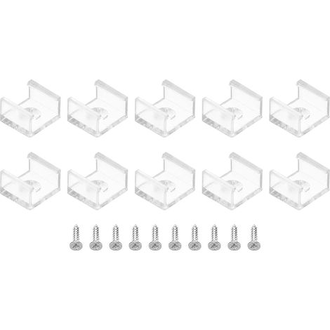 30 Clips Fixation Bande LED 10mm, Supports Plastique avec Vis, Transparent