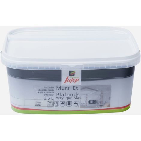 Peinture mur et plafond acrylique mat gris acier  2,5L  Jafep