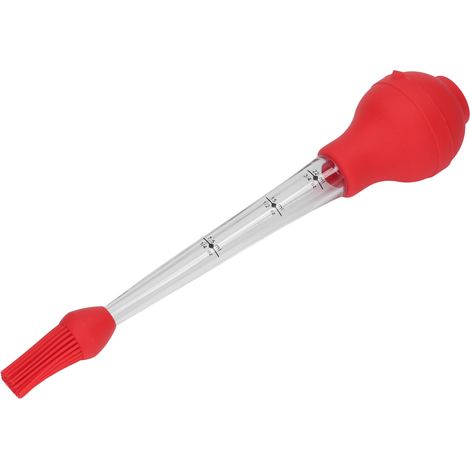Seringue à marinade pour dinde avec pinceau à sauce, tube assaisonnement égouttoir barbecue, aiguille inox 304, silicone, rouge (1/5)