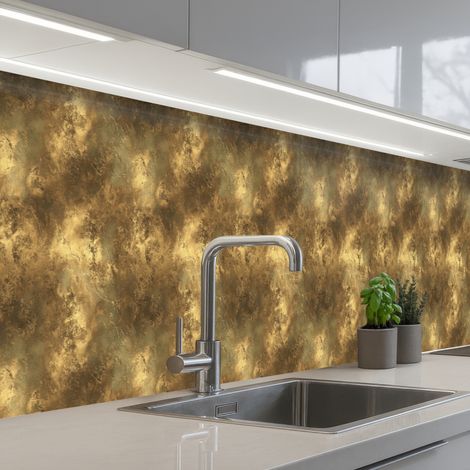 Kitchen Splashback Antique - Metallic look - Gold 350x60 cm