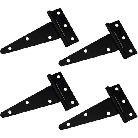 Charnière en forme de T charnière triangulaire robuste charnière en forme de T triangle galvanisé 4 pouces noir peut être utilisé pour suspendre les portes d'armoires porte de jardin boî (1/5)