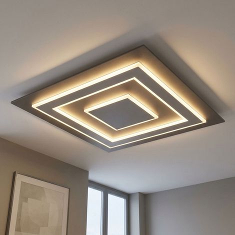LED Deckenlampe Wohnzimmerlampe Deckenleuchte Panel Aufbau, MDF Kunststoff Metall, 50W 1900lm warmweiß, LxBxH 60x60x4,6 cm (1/5)