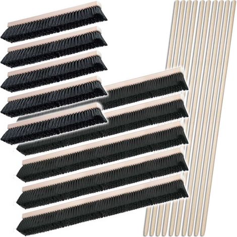BRB Lot de 10 balais à bois de selle, 5 x 500 mm, 5 x 1000 mm, 10 x manche en bois de selle