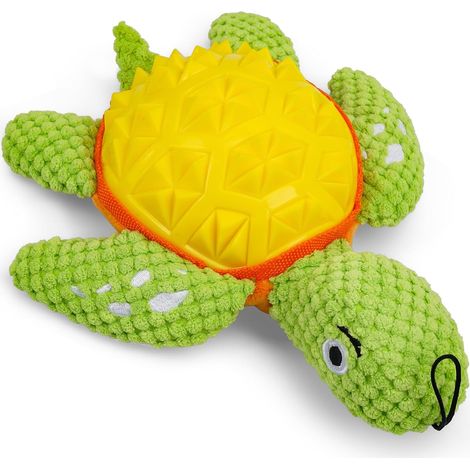 Un jouet pour chien résistant avec couineur, un joli motif de tortue aux couleurs vives, idéal pour mâcher et jouer, sa taille de 24 cm convient aux chiens moyens et grands. (1/5)