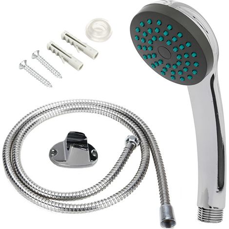 Soffione doccia universale con tubo flessibile - Tubo da 1,5 Metri e diametro 14 mm - Doccino universale cromato con attacchi in metallo (1/5)
