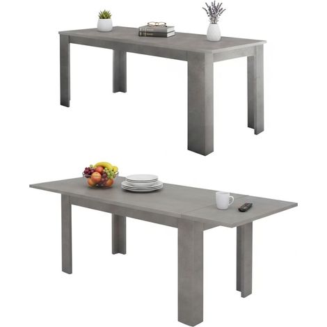 Dmora Tavolo per sala da pranzo estensibile, Made in Italy, Tavolo moderno con allunghe, Consolle allungabile, cm 140/190x90h75, colore Grigio Cenere, con imballo rinforzato