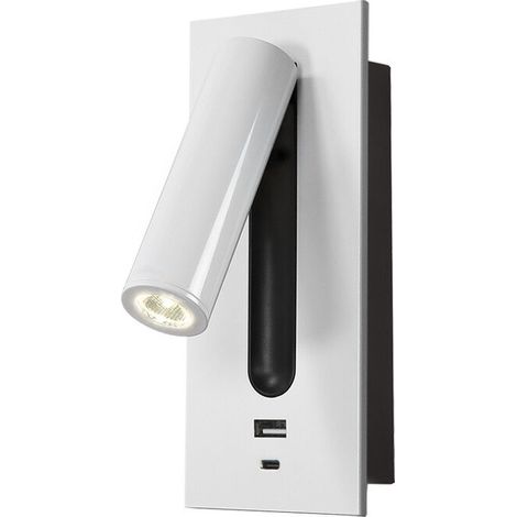 Liseuse LED Lampe de Chevet Lampe de Chevet avec Interrupteur Caché, Type C Lampe de Chevet Encastré Applique Murale Liseuse, Rotatif à 350° Pliable à 90°, 3W 3000K Lumière Chaude, Couleur Blanche