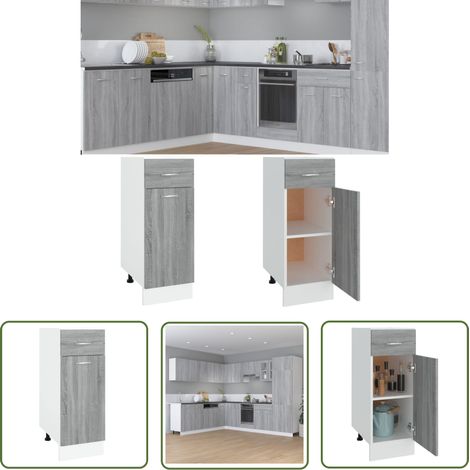 The Living Store Armoire de plancher à tiroir Sonoma gris 30x46x81,5 cm - Meuble De Cuisine - Armoire De Cuisine - Rangements Cuisine - Armoire À Tiroir - Mobilier Cuisine (1/5)