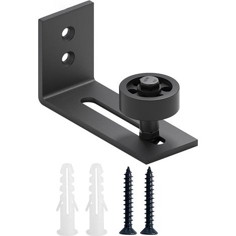 Guide Sol Porte Coulissante, Guide de plancher Porte, Rail de Sol Pour Porte De Grange, Guide Pour Le Sol du Support du Sol Coulissant Pour Montage Mural Réglable en Acier au Carbone，Arrêt de roue dou