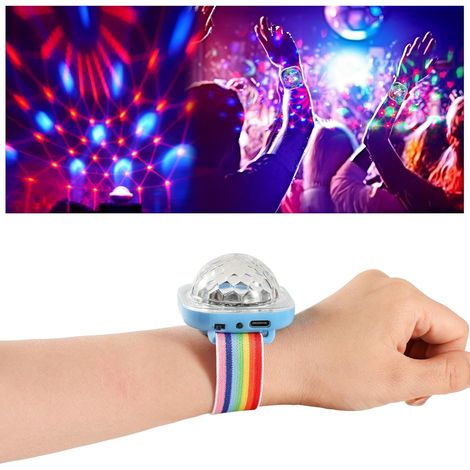 Lot de 2 lampes à boule disco montre bracelet LED stroboscopique, rechargeables par USB avec commande vocale et ventouse, pour fêtes d'enfants, voitures et soirées DJ (rose) (1/3)