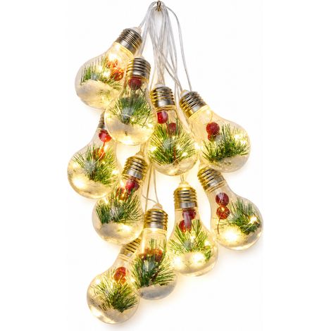 Guirlande de Noël LED USB avec 10 ampoules décoratives, 50 LED sur fil de cuivre, télécommande et 8 modes (1/5)