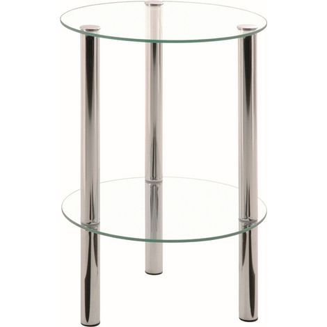Table d'appoint en tube d'acier Verre trempé chromé - Hauteur 47 cm