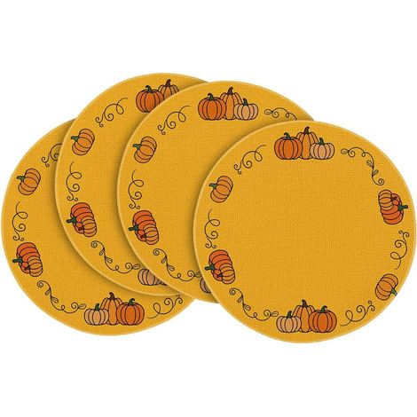Sets de table ronds pour Thanksgiving et l'automne, imprimés sur vinyle, vente directe d'usine - 37 x 37 cm (vinyle), lot de 6 - 8