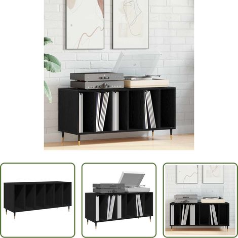 Rangement salon - Meuble à vinyles Chêne noir 100 x 38 x 48 cm Bois d'ingénierie (1/5)