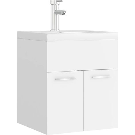 Armoire d'évier avec lavabo intégré 41 x 38,5 x 46 cm aggloméré blanc
