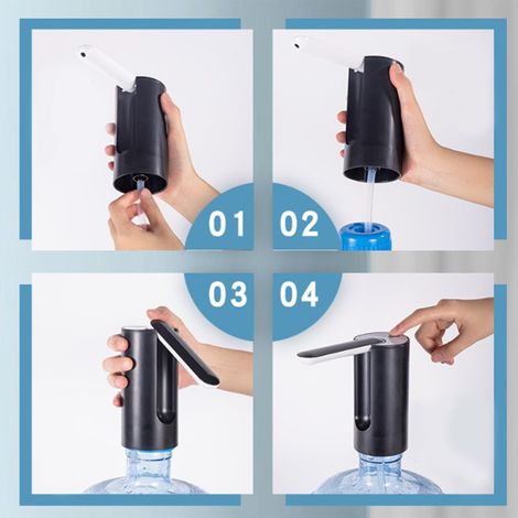 Schwarze, faltbare, wiederaufladbare Wasserpumpe, Flaschenwasserpumpe, elektrisches Wassersauggerät, automatischer Wasserspender. (1/5)