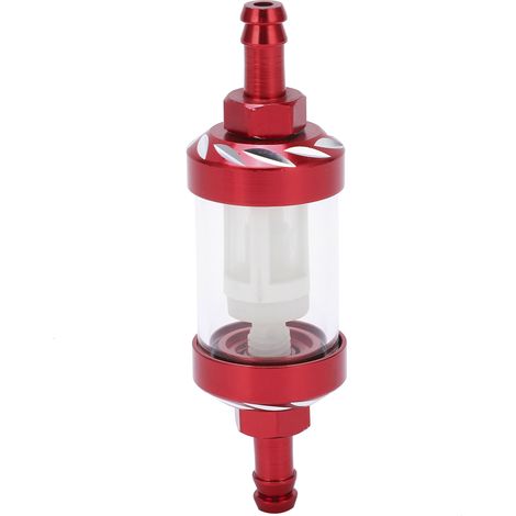 Filtre à essence en verre avec corps en alliage d'aluminium, pièce de rechange pour voitures, ATV, SUVs, motos et pit bikes, rouge (1/5)