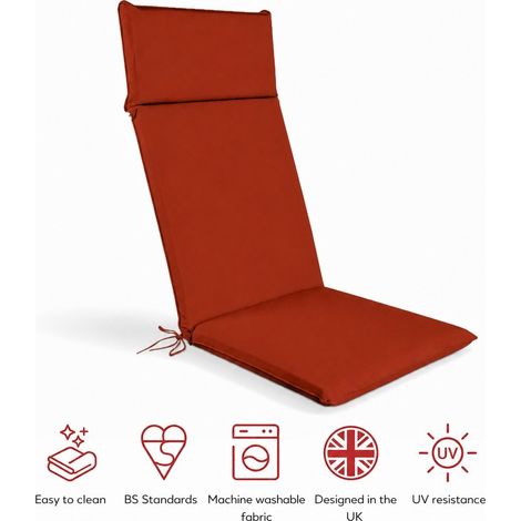 SP High Back Recliner Pad Cushion - L116 x W49 x H6 cm - Terracotta