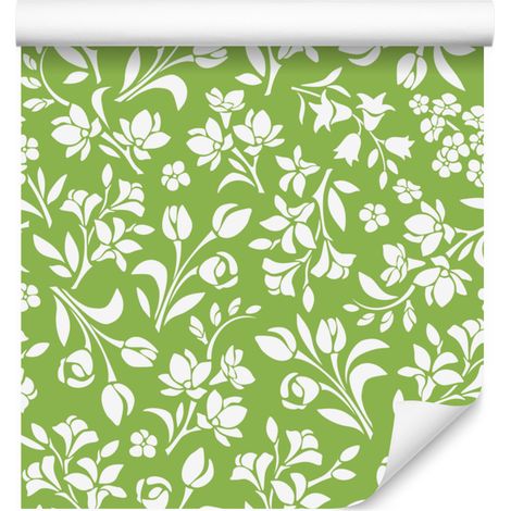 Papier peint à motif de lianes vertes et blanches pour salon et chambre 50x1000 cm (1/5)