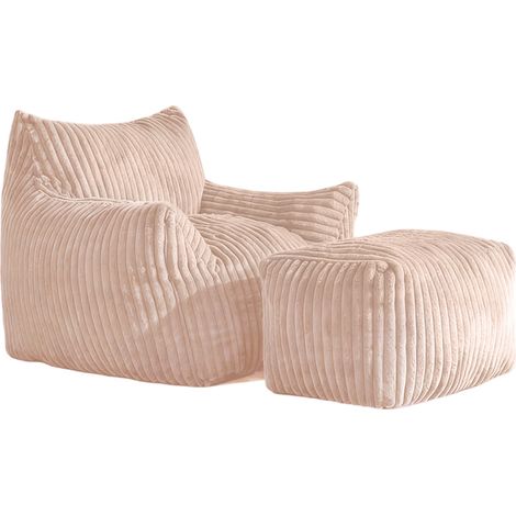 Loungesessel mit Hocker, Ergonomische 5-Zonen-Stütze, Flanellstoff, Rosa, 50 x 46 x 28 cm (1/5)