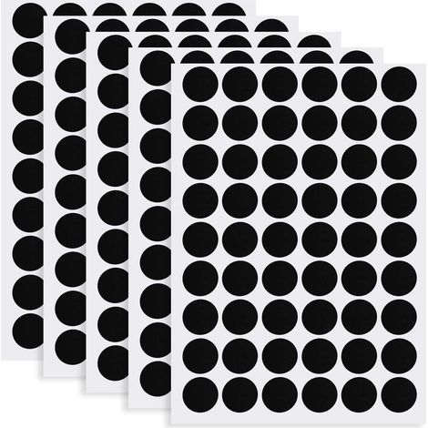 Schwarze, selbstklebende Schraubenabdeckungen (5 Bögen/270 Stück), Schraubenlochaufkleber, Klebekappen Ø 21 mm, Möbelabdeckungen für Schrauben an Schranktüren (1/5)