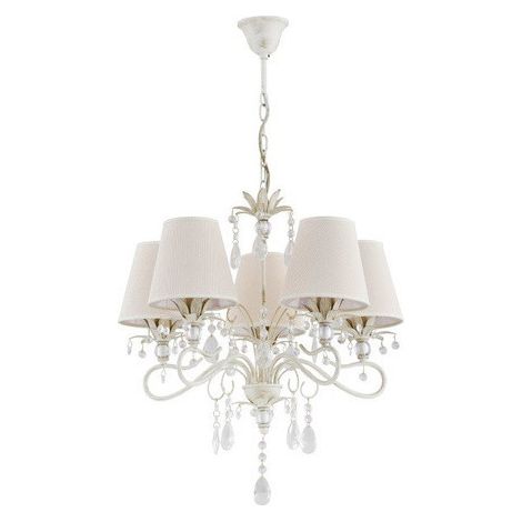 Lampadario glamour Lukrecja bianco con cristalli 5xE14 Alfa (1/2)