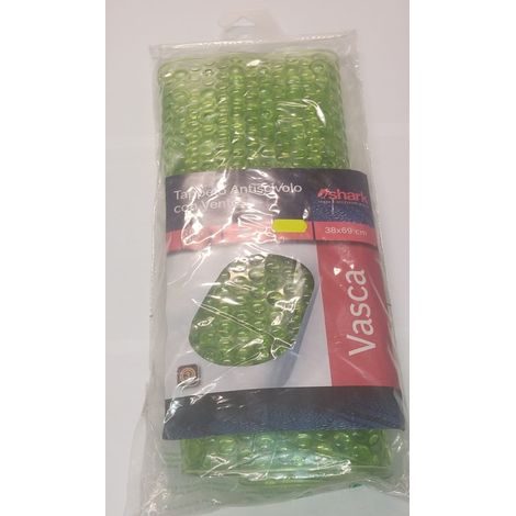 SHARK - TAPPETINO ANTISCIVOLO PER VASCAFROST 38x69CM - CON VENTOSE - COLORE VERDE