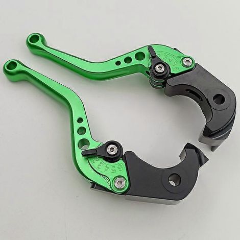 Poignée de frein, d'embrayage hydraulique et de klaxon pour guidon de moto Kawasaki ZX1400 ZX14R ZZR1400 (tige courte verte) (1/5)