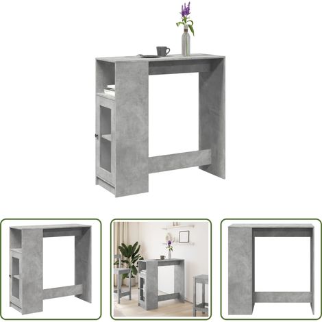 Rangement - Table de bar avec étagères gris béton bois d'ingénierie (1/5)