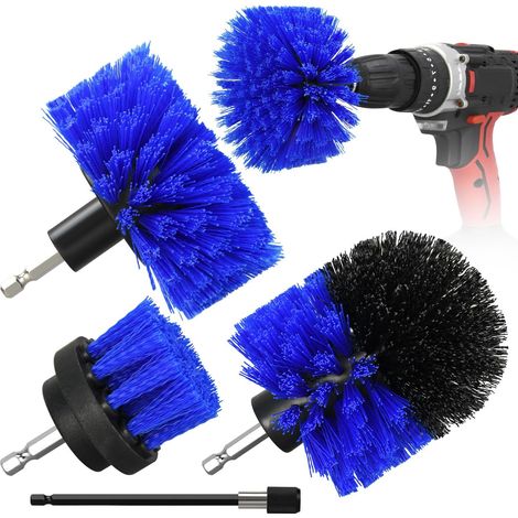 Ensemble de 4 brosses pour perceuse – Nettoyeur électrique – pour joints de carrelage, salle de bain et douches (1/4)